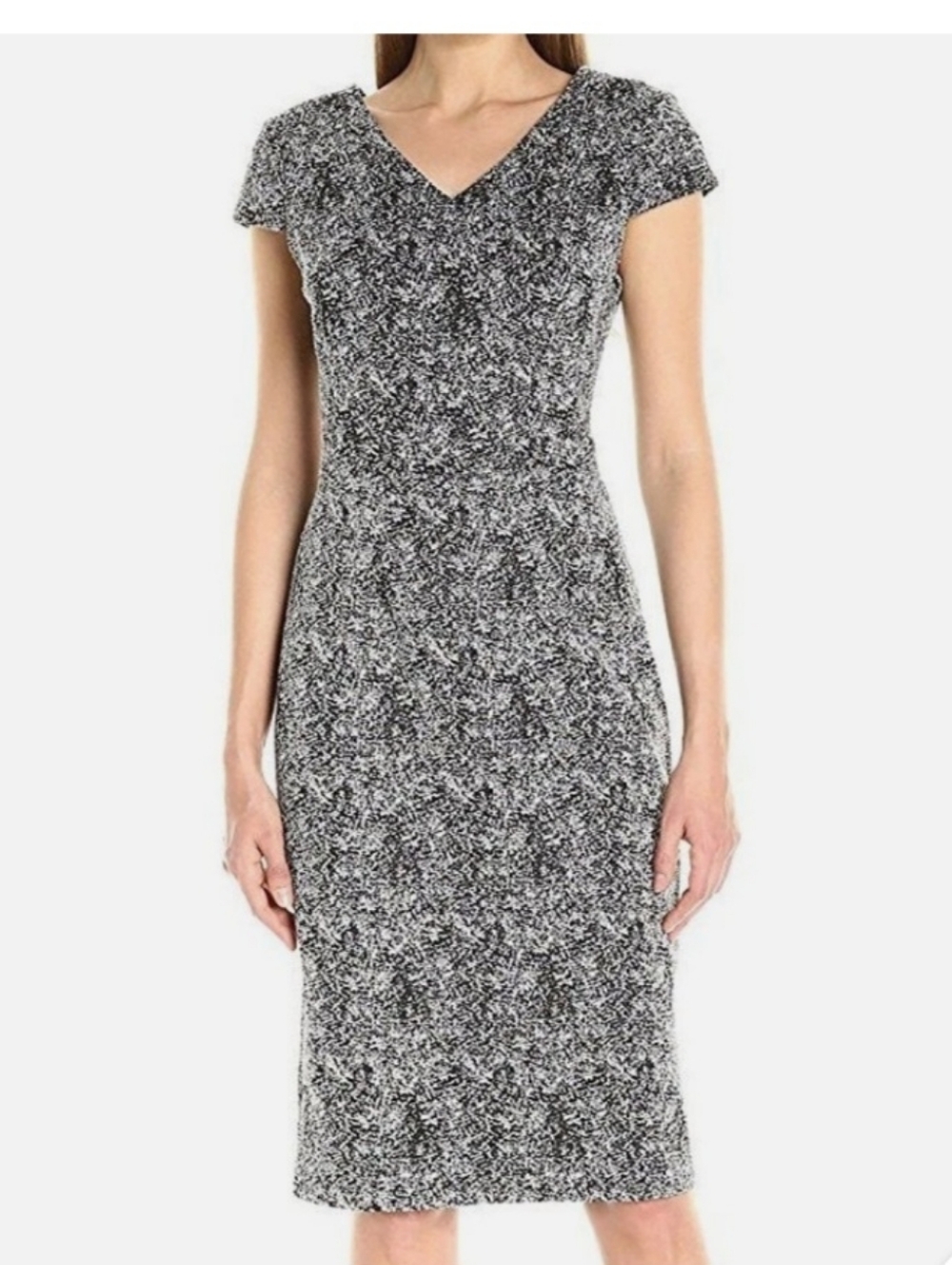 Betsey Johnson Metallic Print V-Neck Sheath Dresss